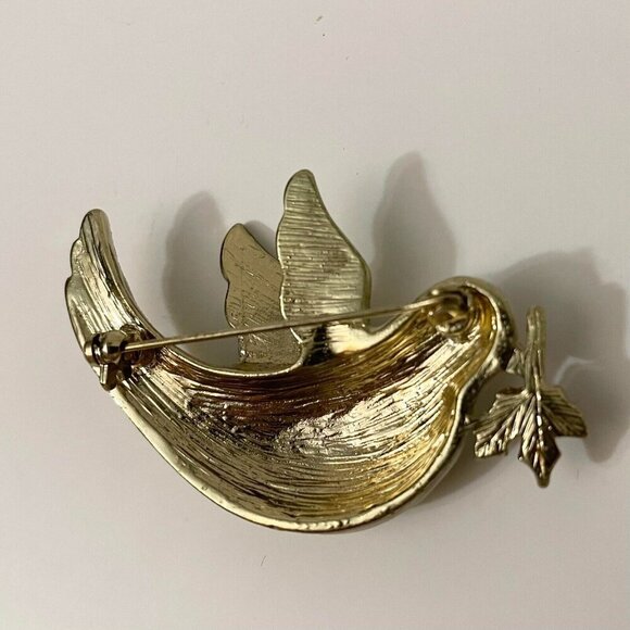 Vintage Christmas Peace Dove Brooch Pin - Picture 5 of 12